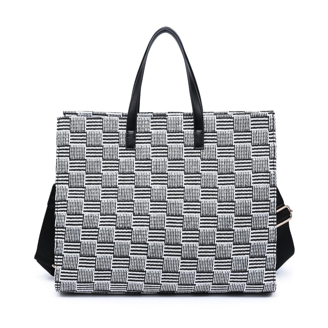 Woman wearing Black White Moda Luxe Camila Tote 842017140320 View 7 | Black White