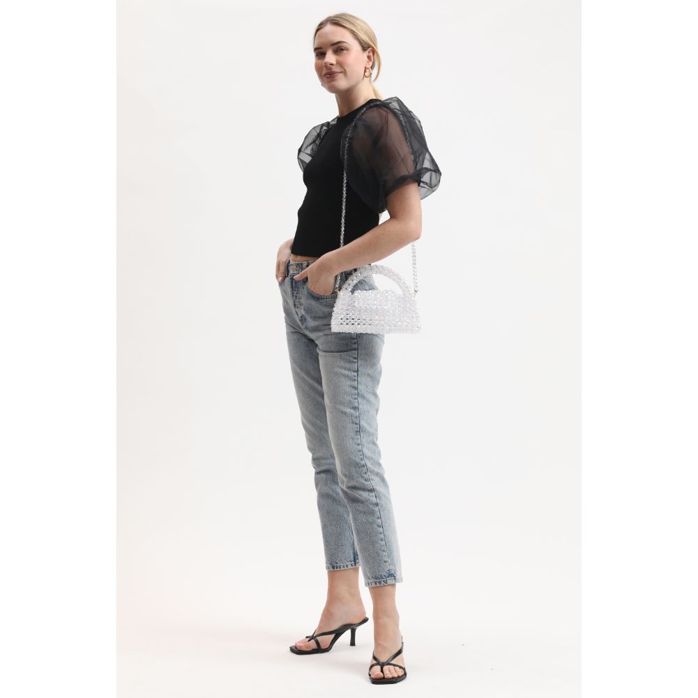 Woman wearing Iridescent Sol and Selene Dolly Evening Bag 842017133476 View 2 | Iridescent