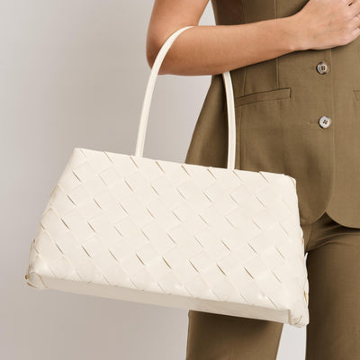 Woman wearing Cream Moda Luxe Elsy Satchel 842017140955 View 1 | Cream