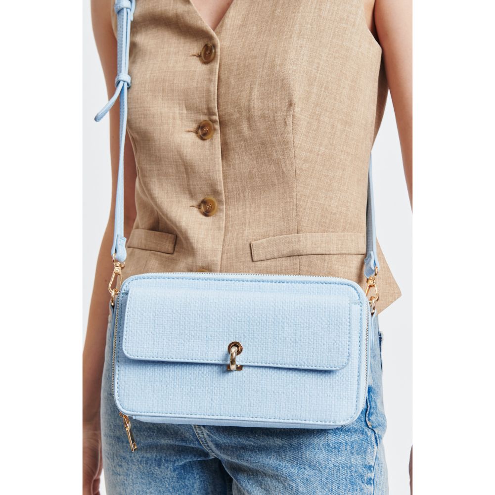 Woman wearing Sky Blue Moda Luxe Peggy Crossbody 842017131991 View 4 | Sky Blue