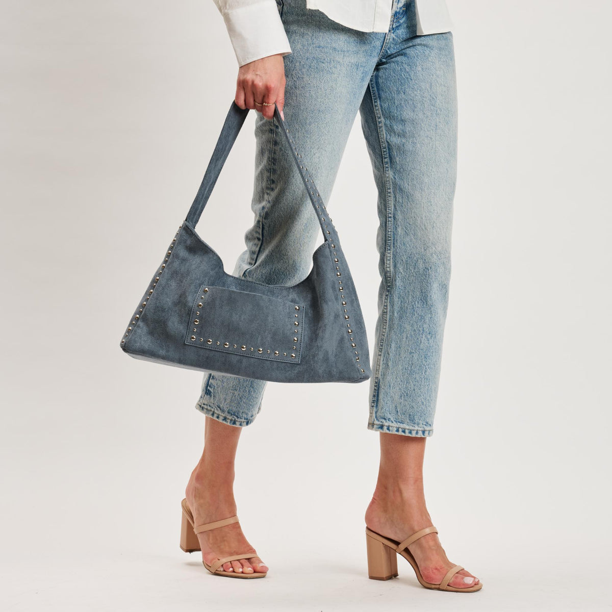 Woman wearing Denim Moda Luxe Dahlia Hobo 842017140658 View 1 | Denim