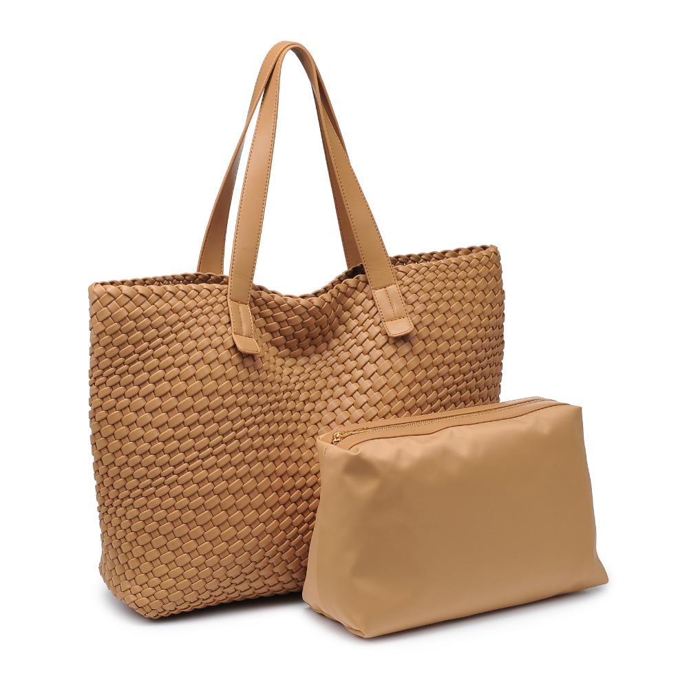 Woman wearing Tan Moda Luxe Piquant Tote 842017135609 View 6 | Tan