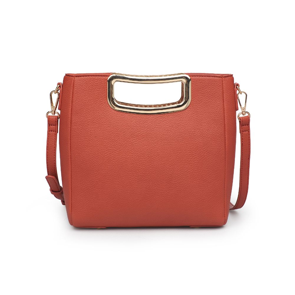 Woman wearing Rust Moda Luxe Brielle Crossbody 842017123040 View 7 | Rust