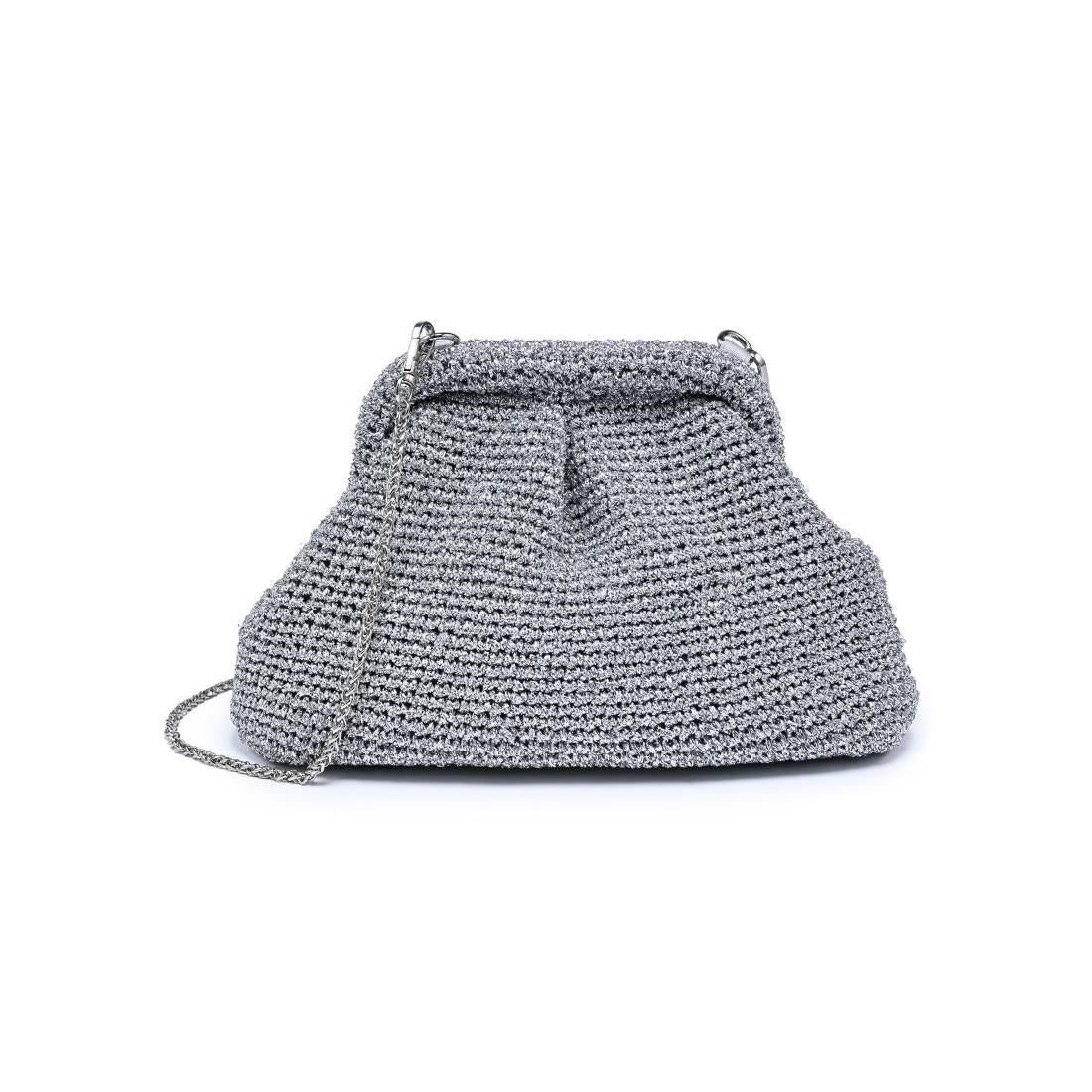 Woman wearing Silver Moda Luxe Amelia Clutch 842017140993 View 5 | Silver