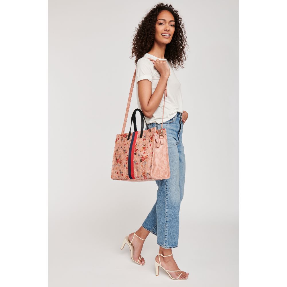 Woman wearing Blush Moda Luxe Julian Print Tote 842017118534 View 4 | Blush