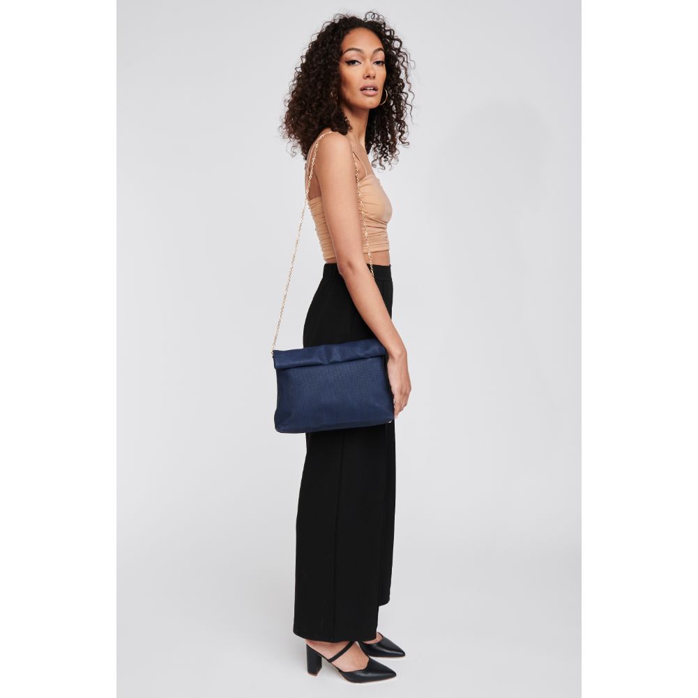 Woman wearing Navy Moda Luxe Heather Clutch 842017116660 View 4 | Navy