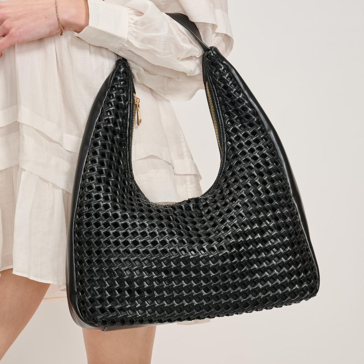 Woman wearing Black Sol and Selene Renne Hobo 842017137559 View 1 | Black