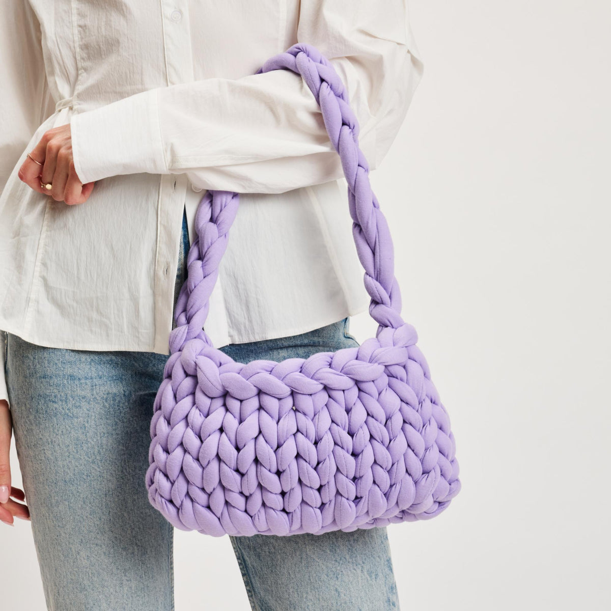 Woman wearing Lilac Moda Luxe Trendelle Hobo 842017134947 View 2 | Lilac