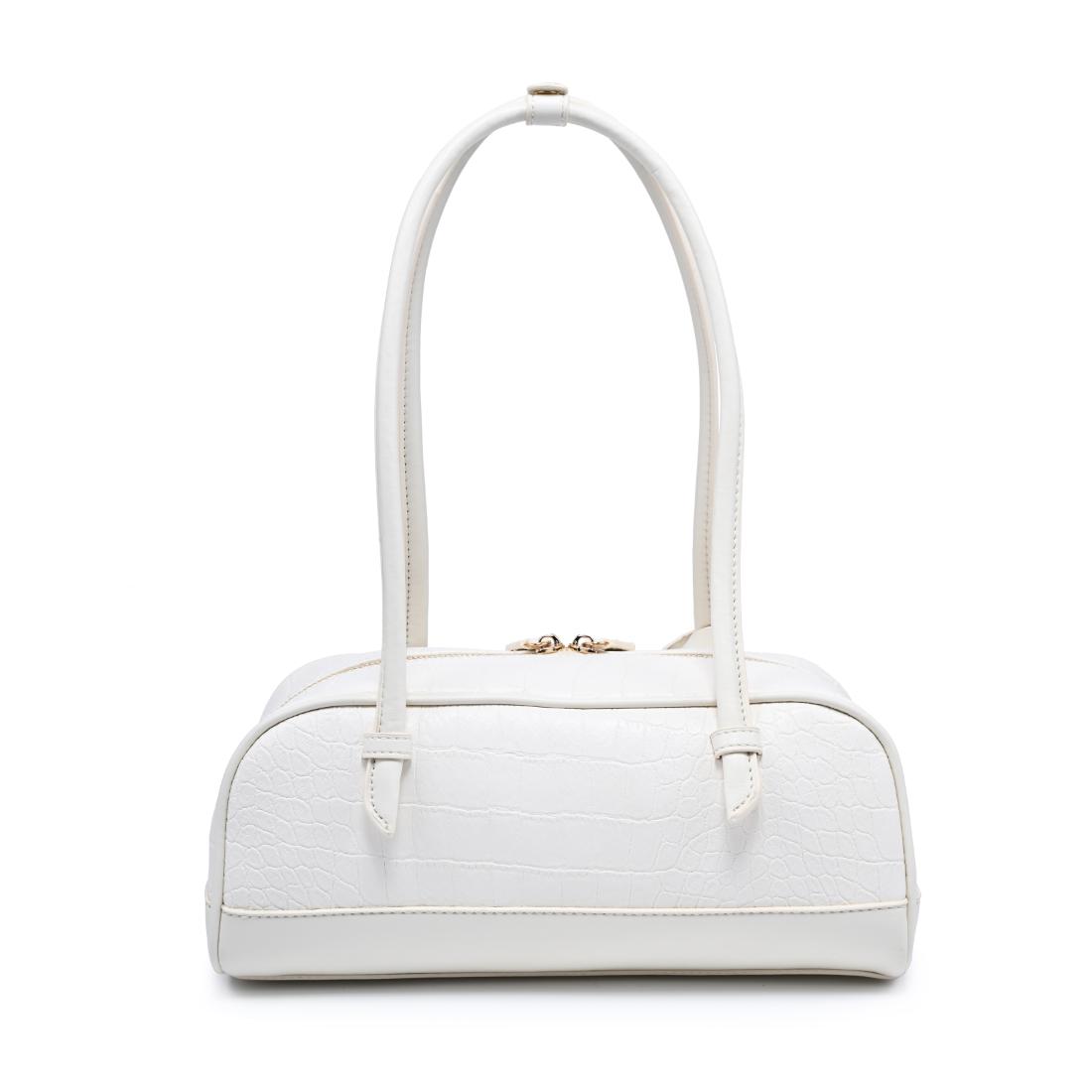 Woman wearing Ivory Moda Luxe Paloma - Croco Shoulder Bag 842017140436 View 7 | Ivory