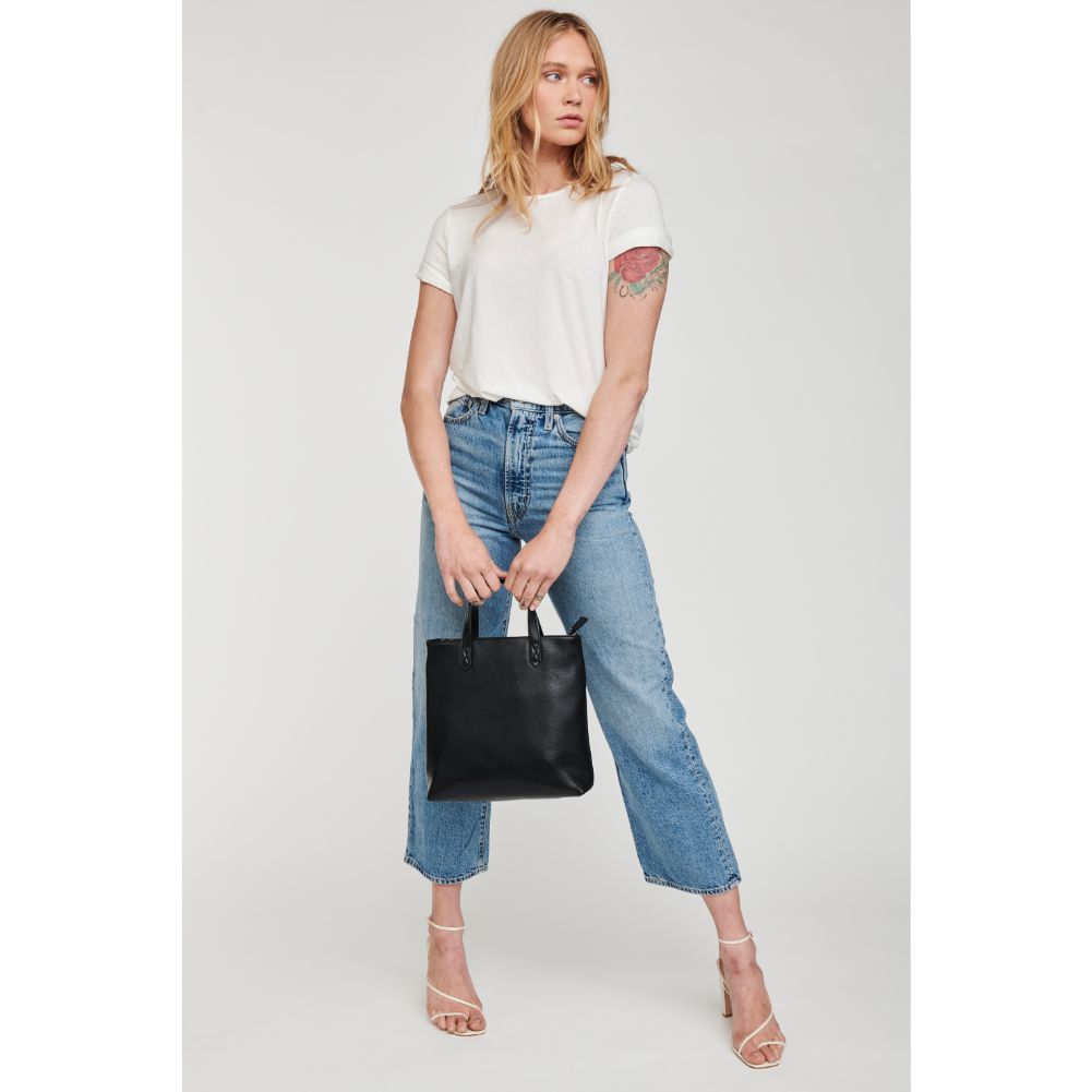 Woman wearing Black Moda Luxe Selena Mini Tote 842017126799 View 4 | Black