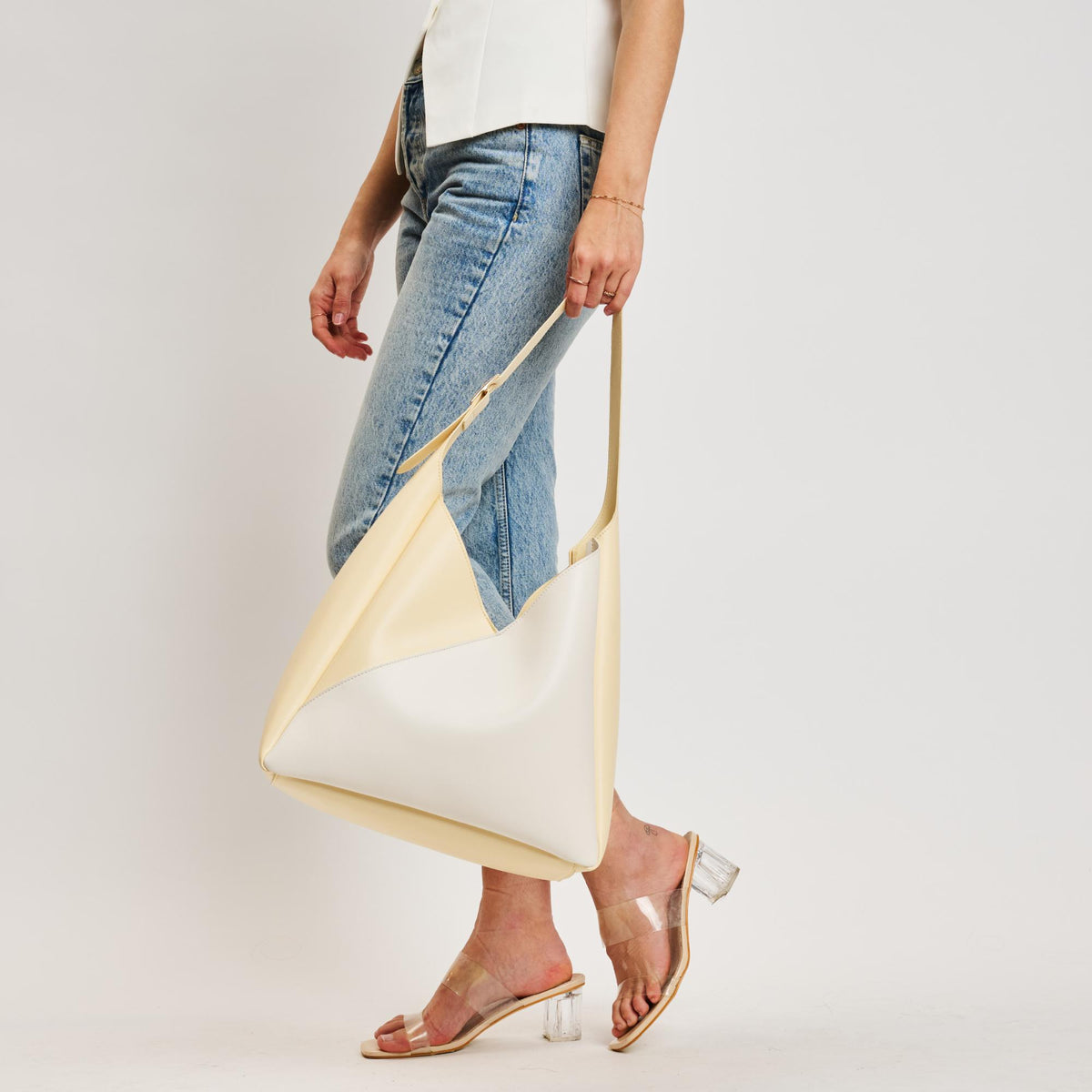 Woman wearing Ivory Butter Sol and Selene Frankie Hobo 842017138549 View 3 | Ivory Butter