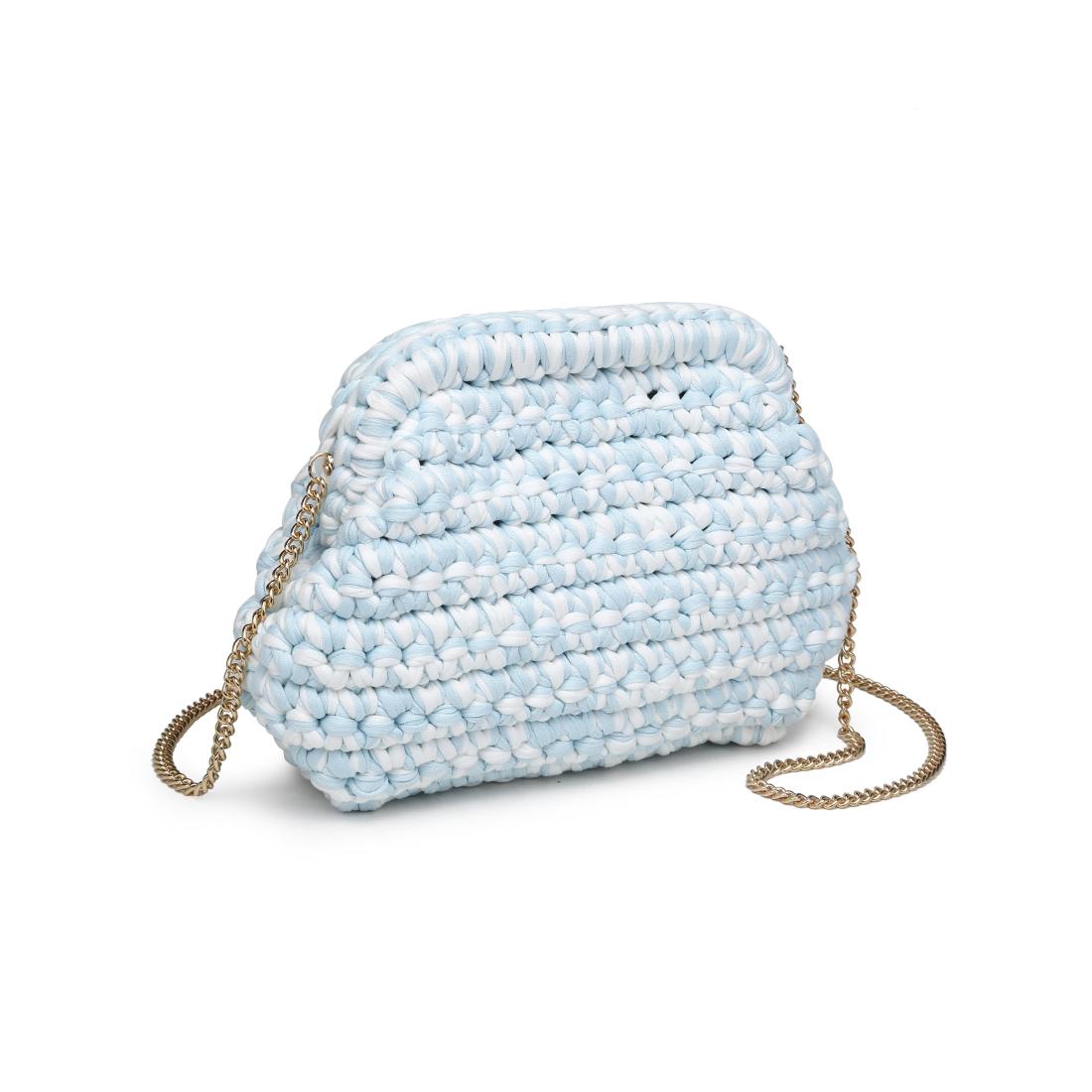 Woman wearing Ice Blue Moda Luxe Raya Clutch 842017138396 View 6 | Ice Blue
