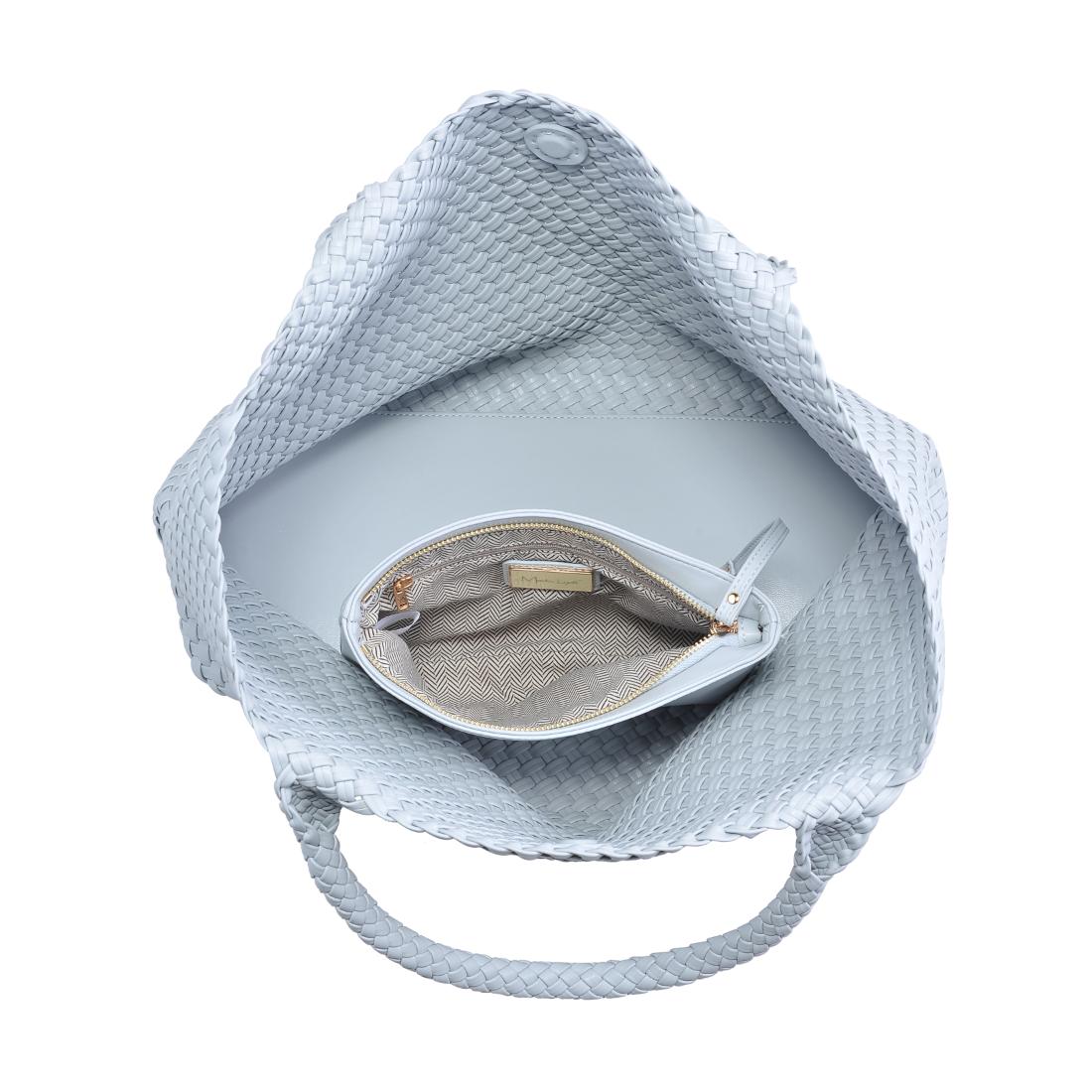 Woman wearing Ice Blue Moda Luxe Solana Tote 842017137221 View 9 | Ice Blue