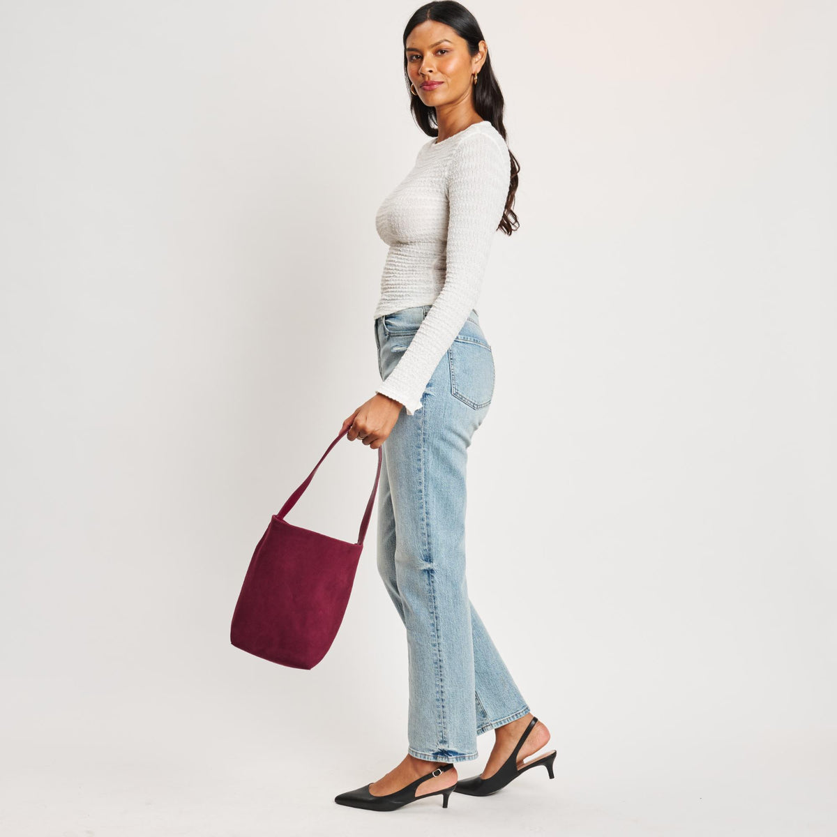 Woman wearing Wine Moda Luxe Colette Bucket 842017138983 View 3 | Wine