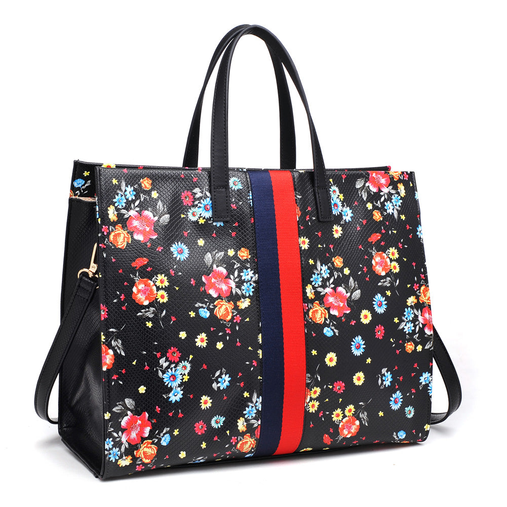 Product Image of Moda Luxe Julian Print Tote 842017118503 View 6 | Black