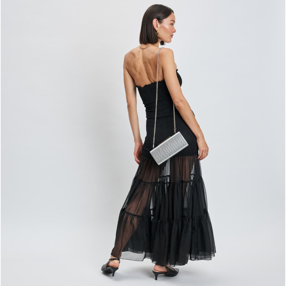 Woman wearing Silver Sol and Selene Sienna Evening Bag 842017139720 View 4 | Silver