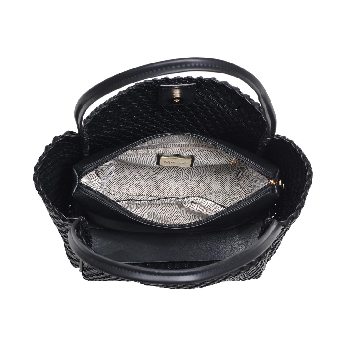 Woman wearing Black Moda Luxe Gladys Tote 842017137245 View 9 | Black