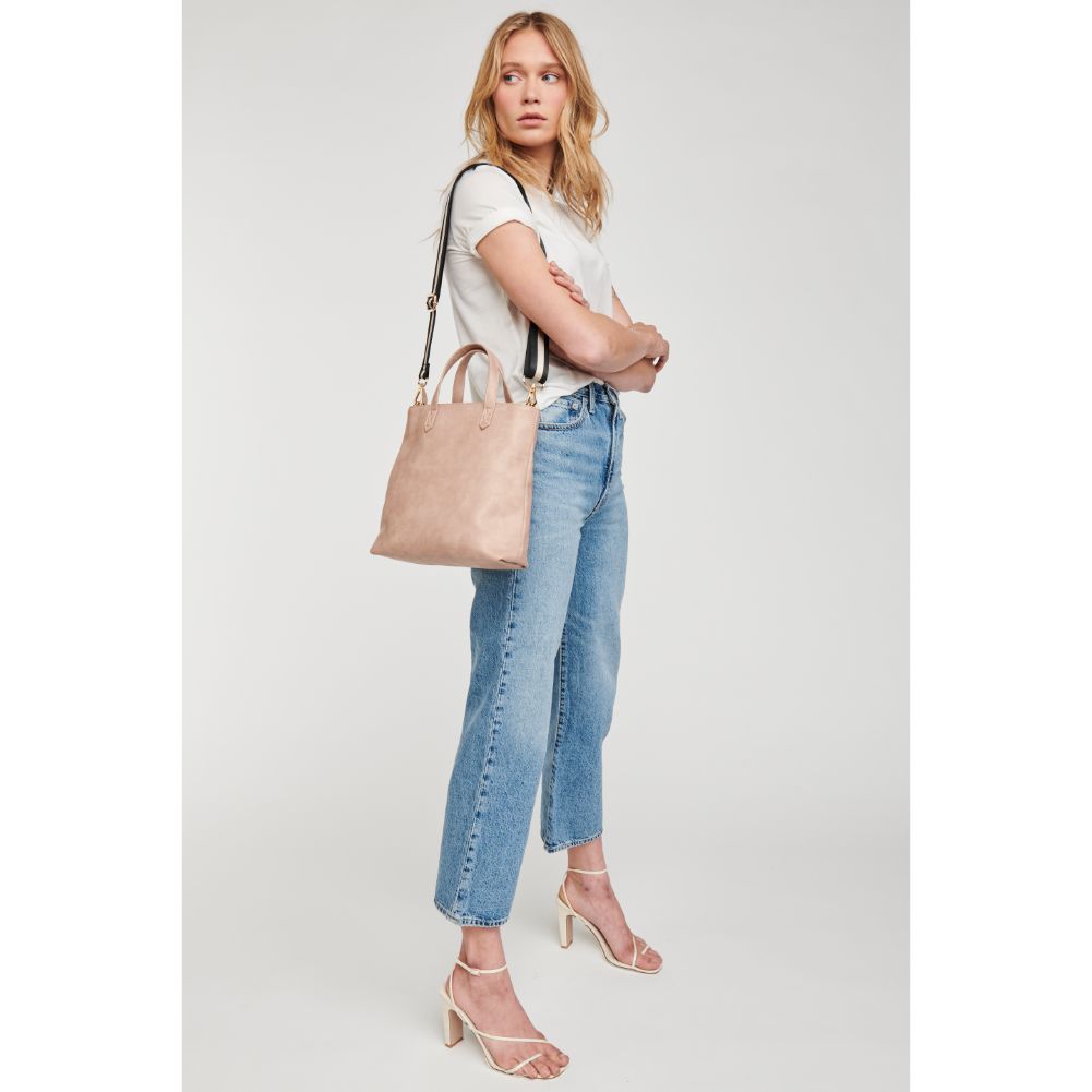 Woman wearing Natural Moda Luxe Selena Mini Tote 842017126829 View 4 | Natural