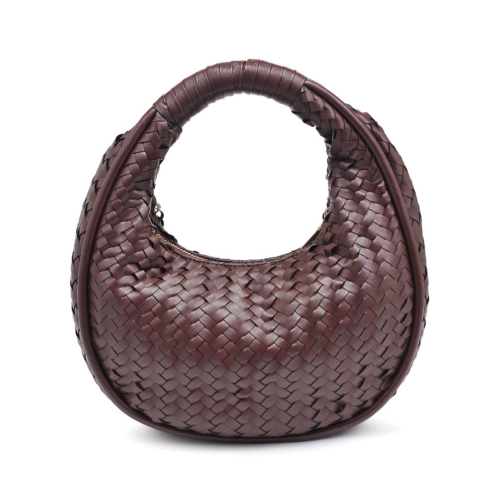 Woman wearing Chocolate Moda Luxe Cassidy Clutch 842017136330 View 7 | Chocolate