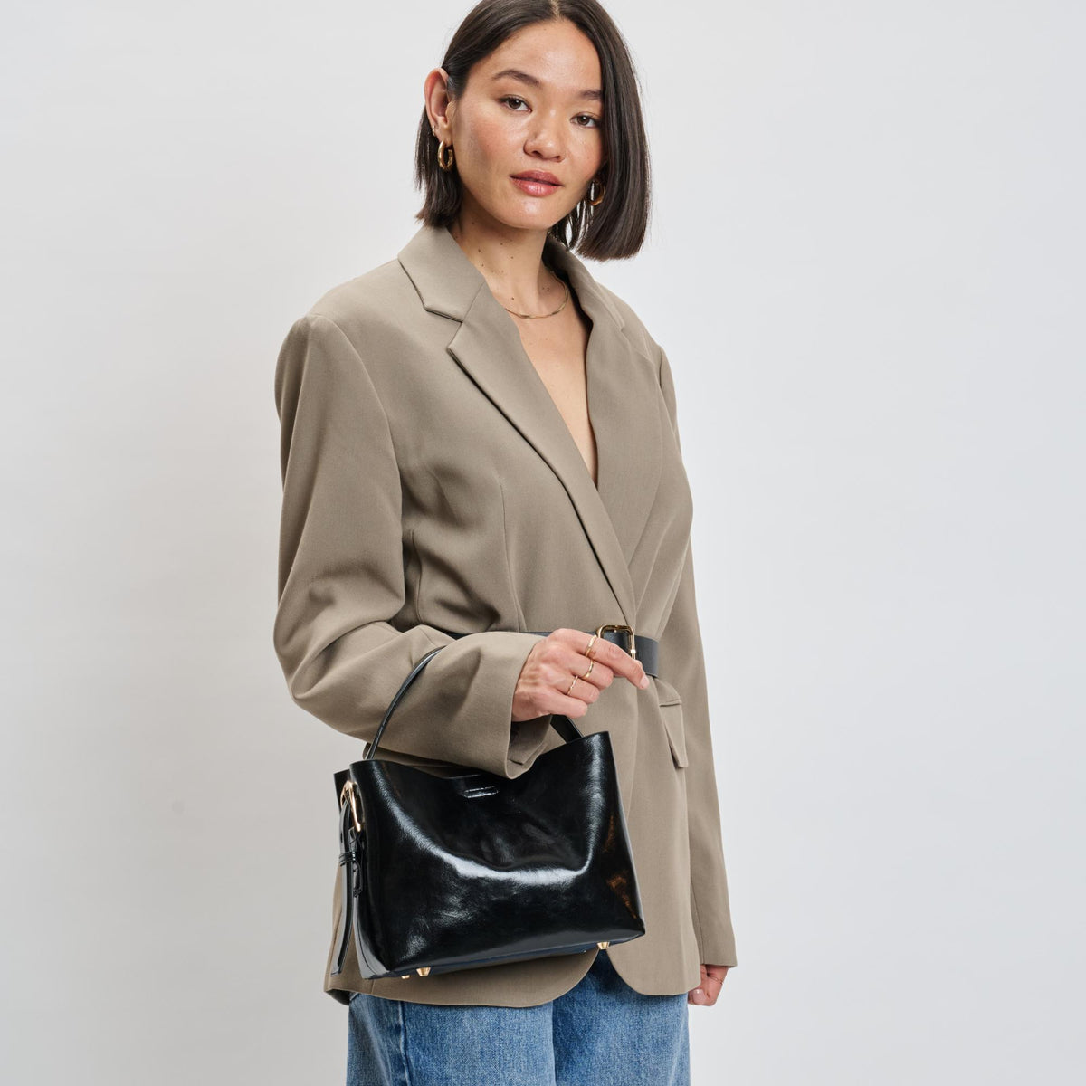 Woman wearing Black Sol and Selene Sophie Crossbody 842017139478 View 3 | Black