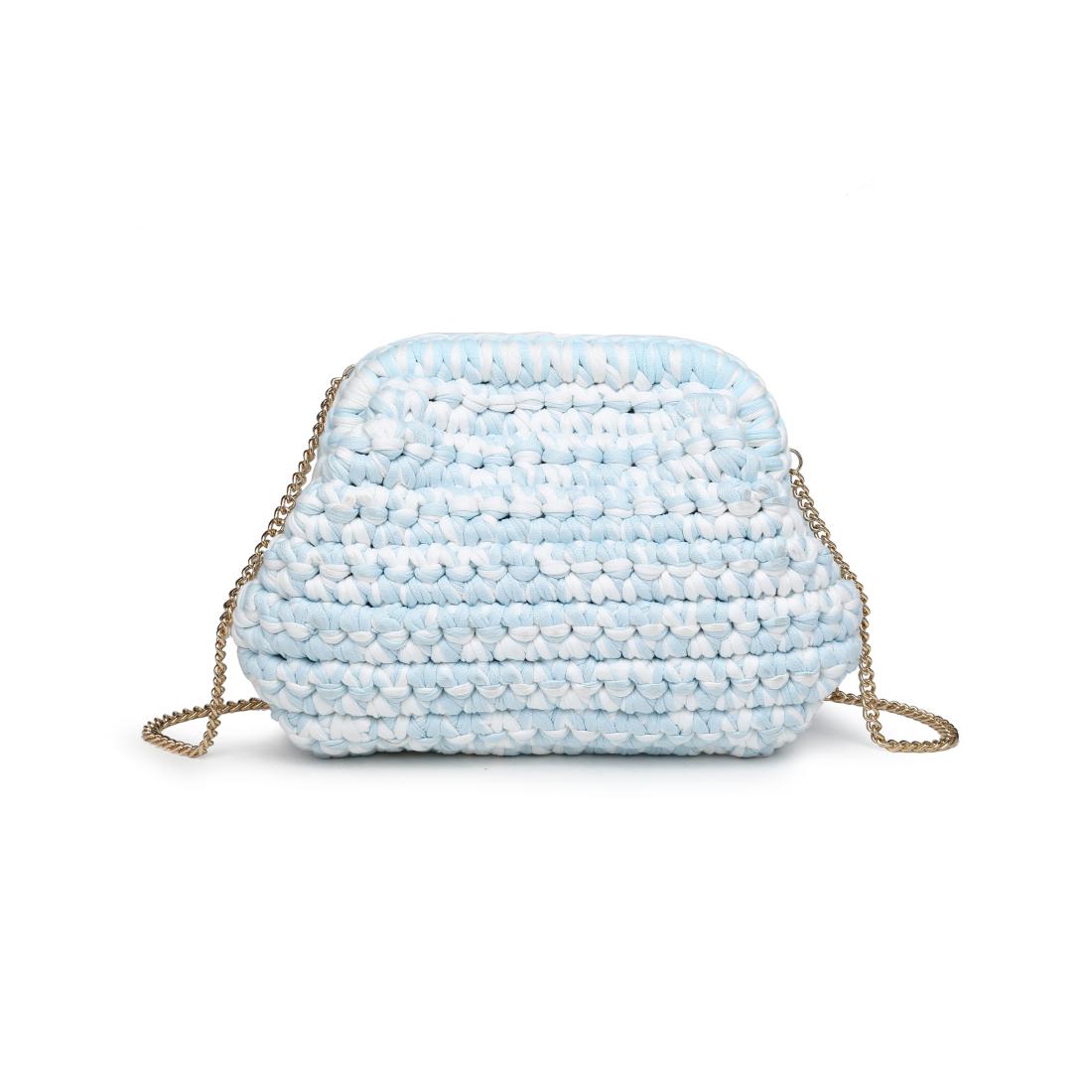 Woman wearing Ice Blue Moda Luxe Raya Clutch 842017138396 View 7 | Ice Blue