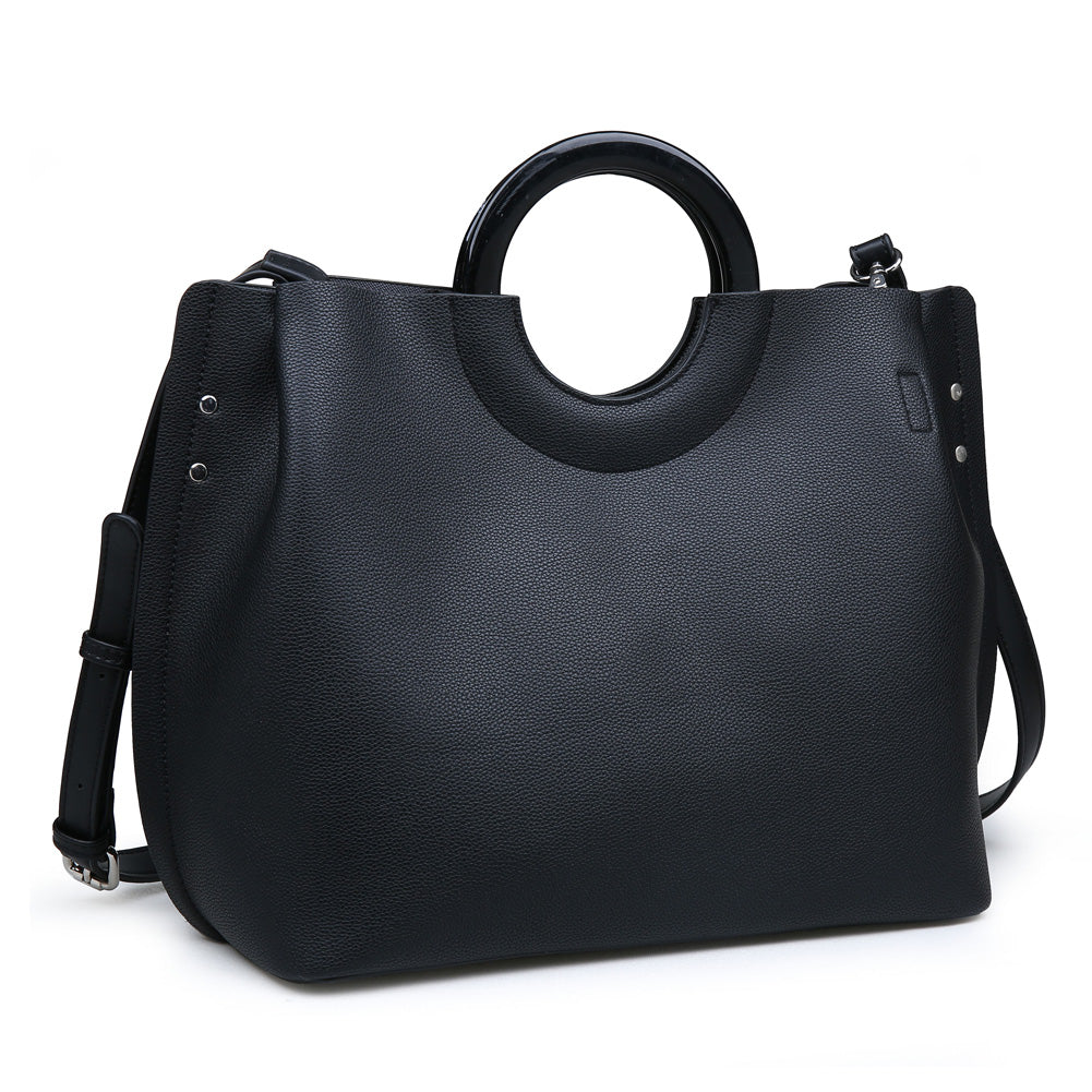 Woman wearing Black Moda Luxe Rebecca Satchel 842017114468 View 6 | Black