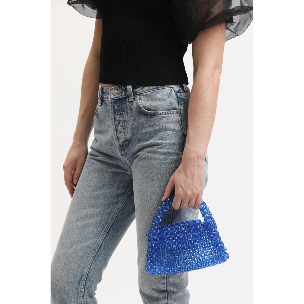 Woman wearing Blue Sol and Selene Dolly Evening Bag 842017133469 View 4 | Blue