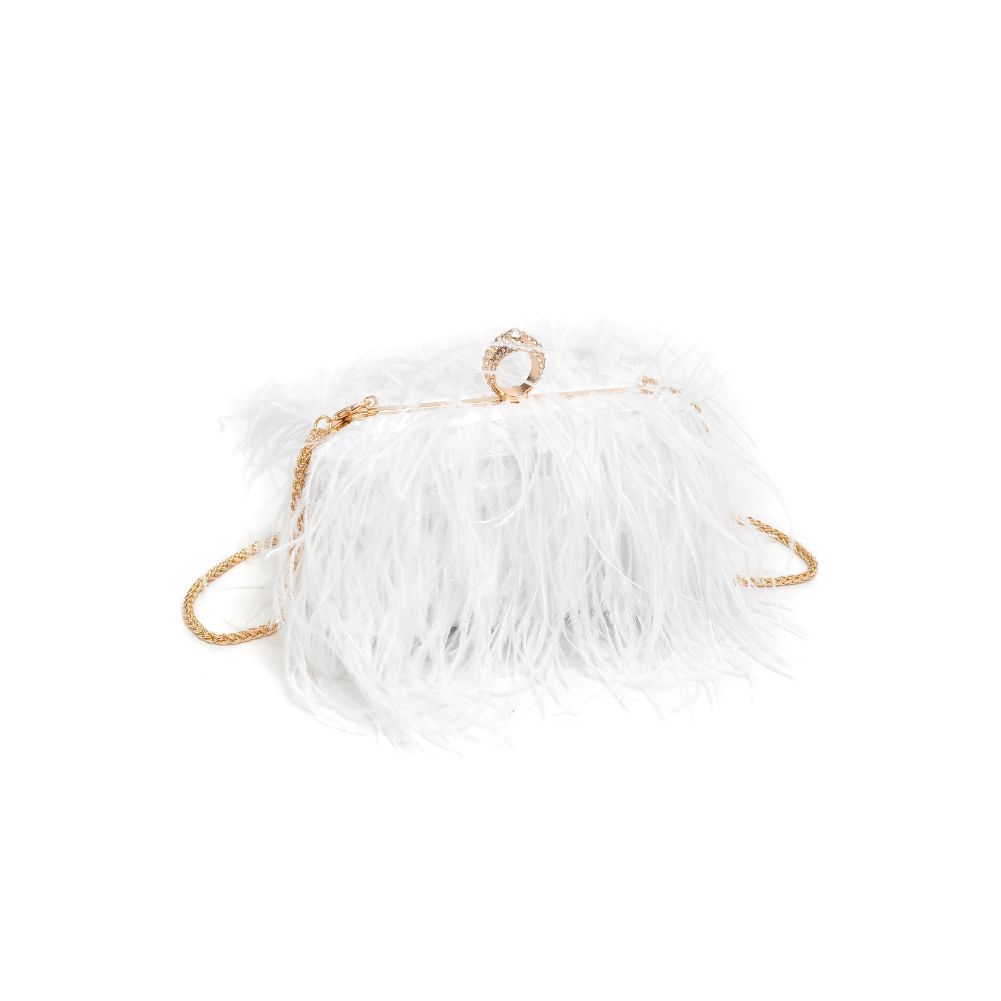 Woman wearing White Moda Luxe Harlow Evening Bag 842017131526 View 6 | White