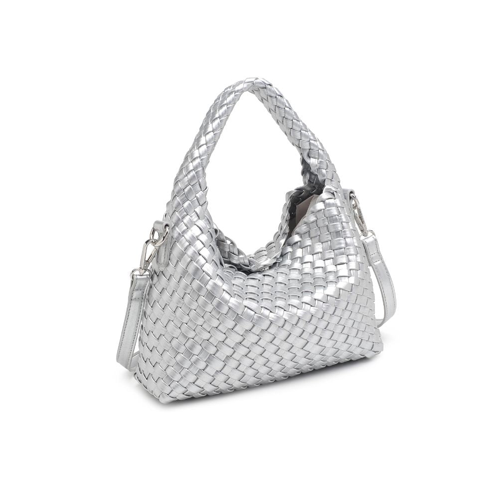 Woman wearing Silver Moda Luxe Jessamine Crossbody 842017132233 View 6 | Silver