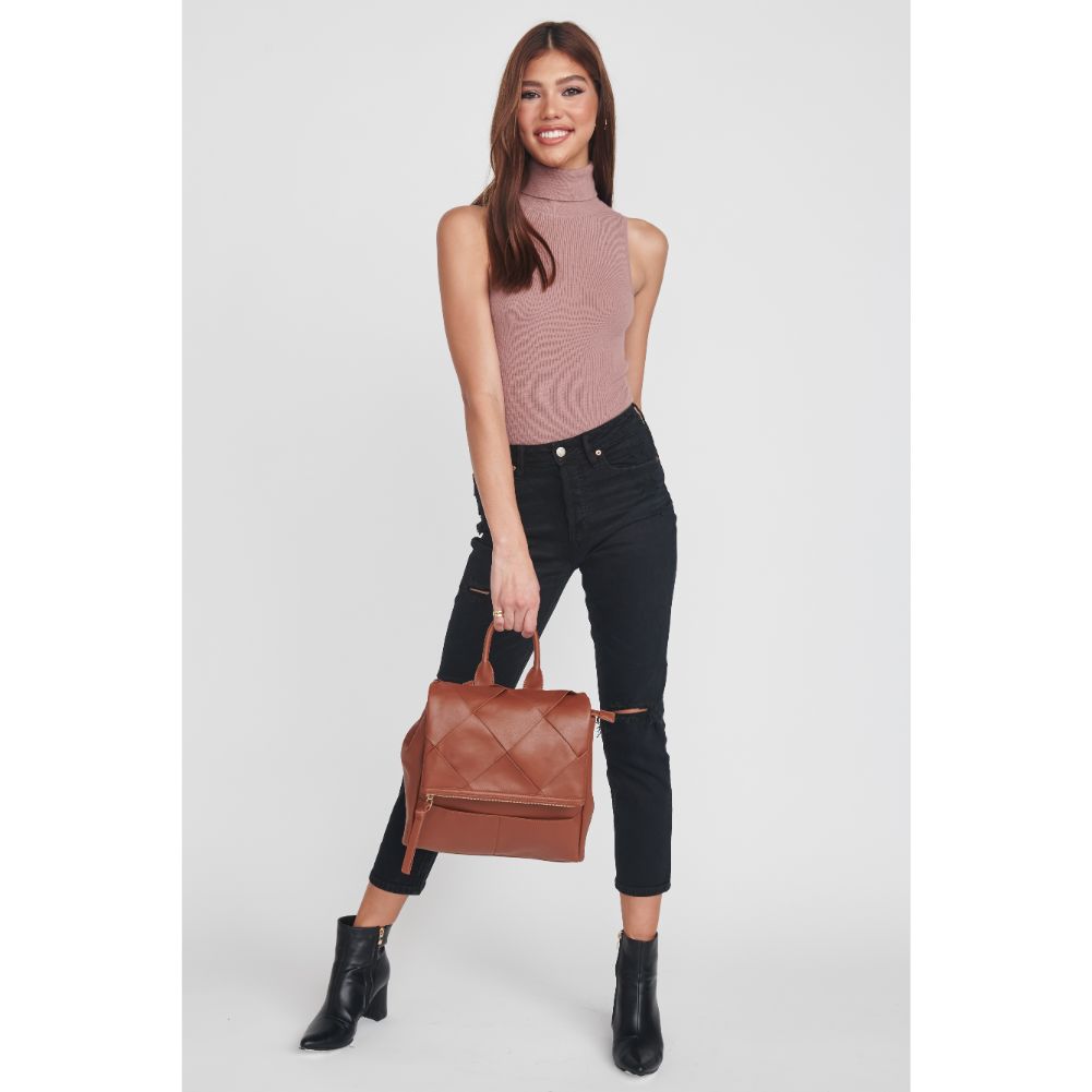 Woman wearing Tan Moda Luxe Ryan Backpack 842017128816 View 4 | Tan