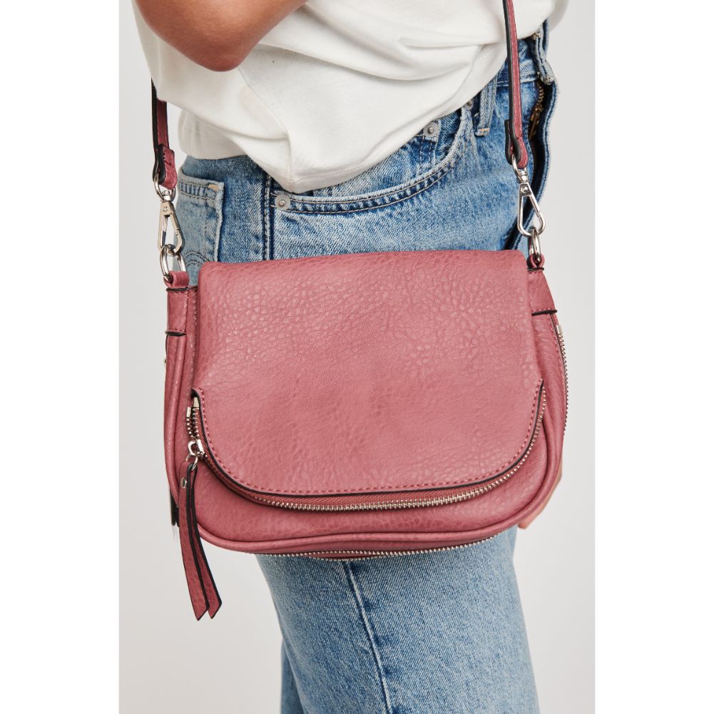 Woman wearing Mauve Moda Luxe Diva Crossbody 842017114895 View 2 | Mauve