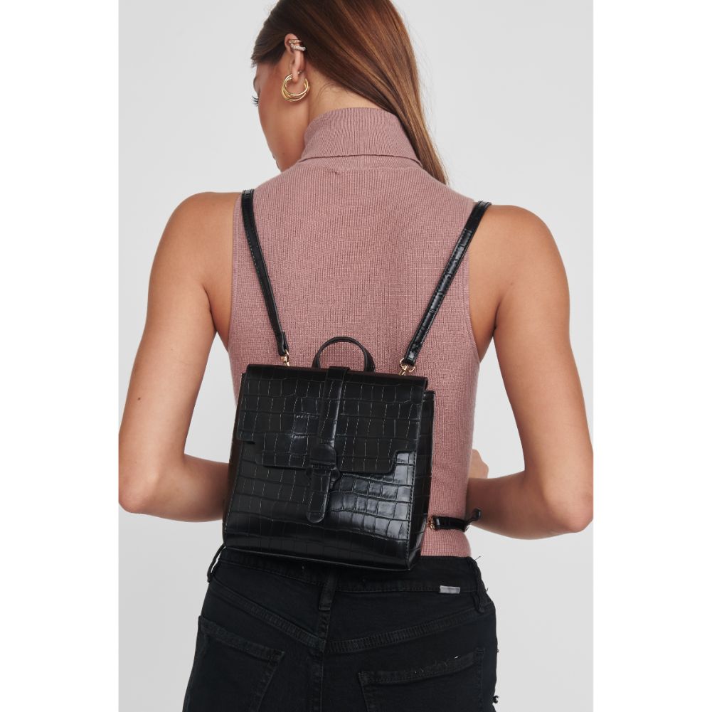 Woman wearing Black Moda Luxe Claire Backpack 842017128878 View 1 | Black