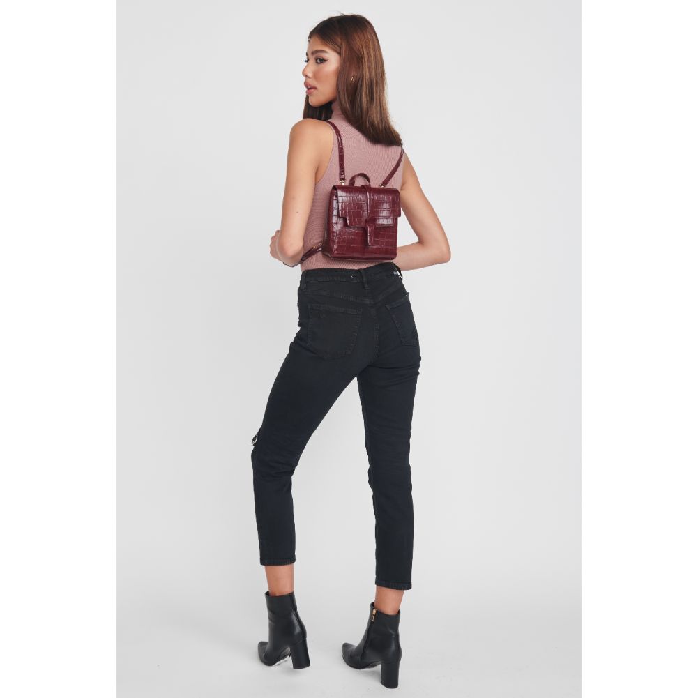 Woman wearing Bordeaux Moda Luxe Claire Backpack 842017128885 View 2 | Bordeaux