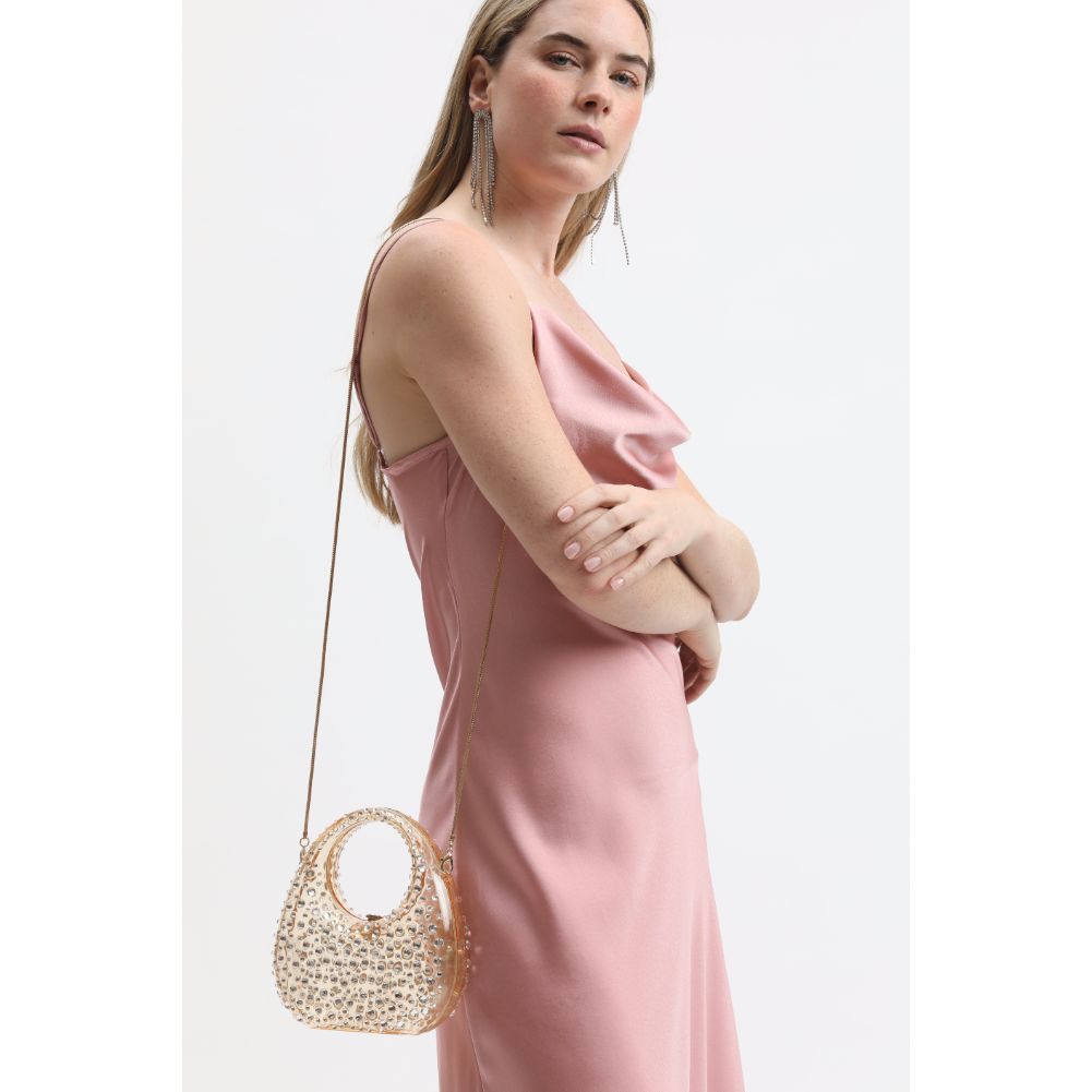 Woman wearing Gold Sol and Selene Vianca Evening Bag 842017134008 View 3 | Gold