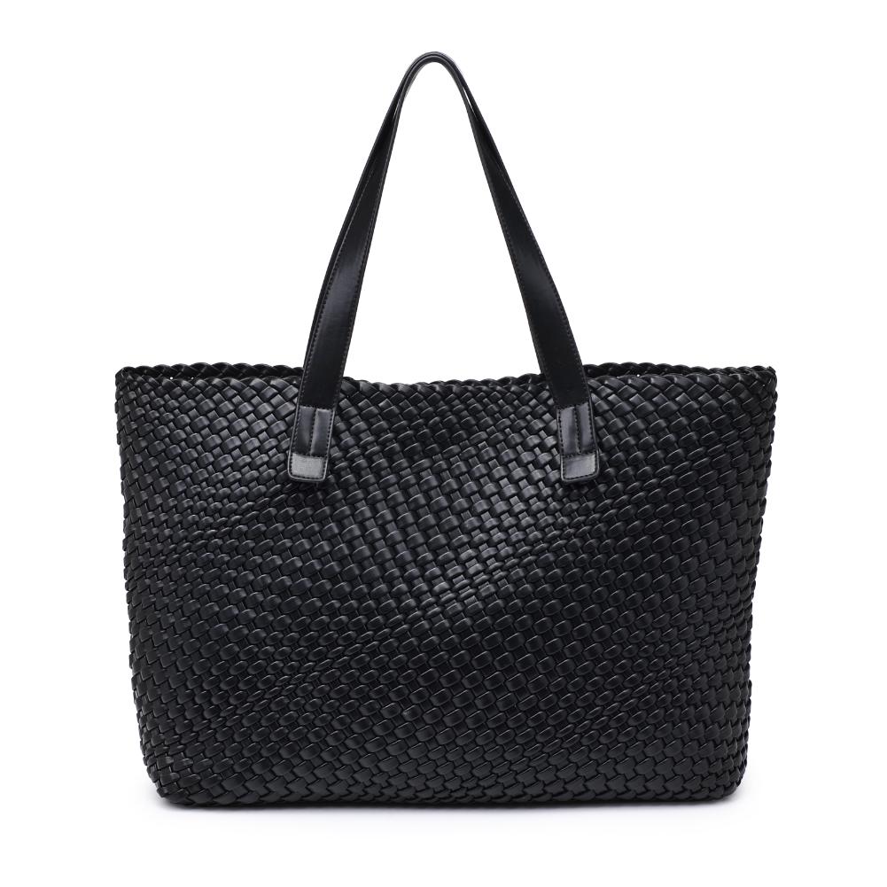 Woman wearing Black Moda Luxe Piquant Tote 842017135586 View 7 | Black