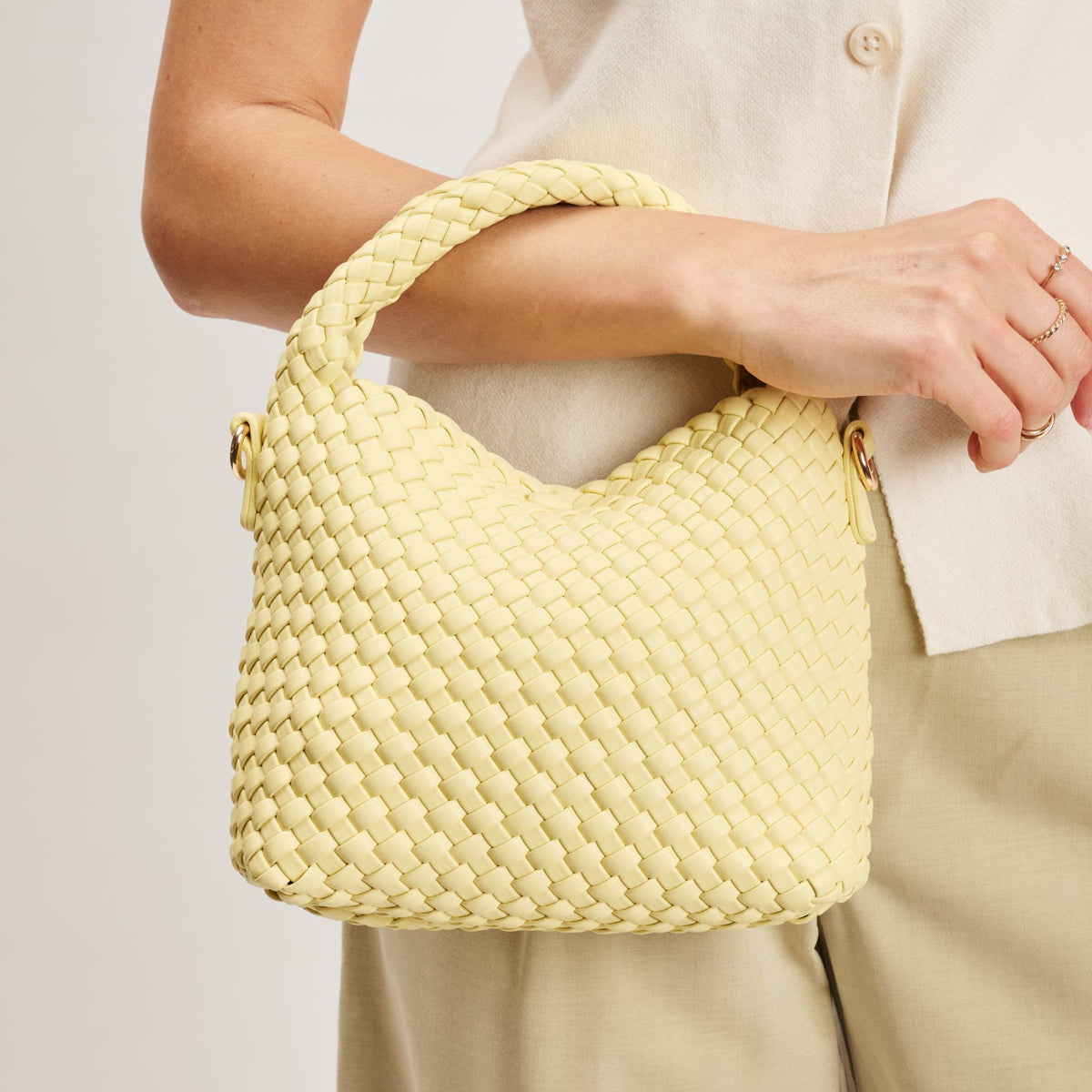 Woman wearing Butter Moda Luxe Jessamine Crossbody 842017141310 View 2 | Butter