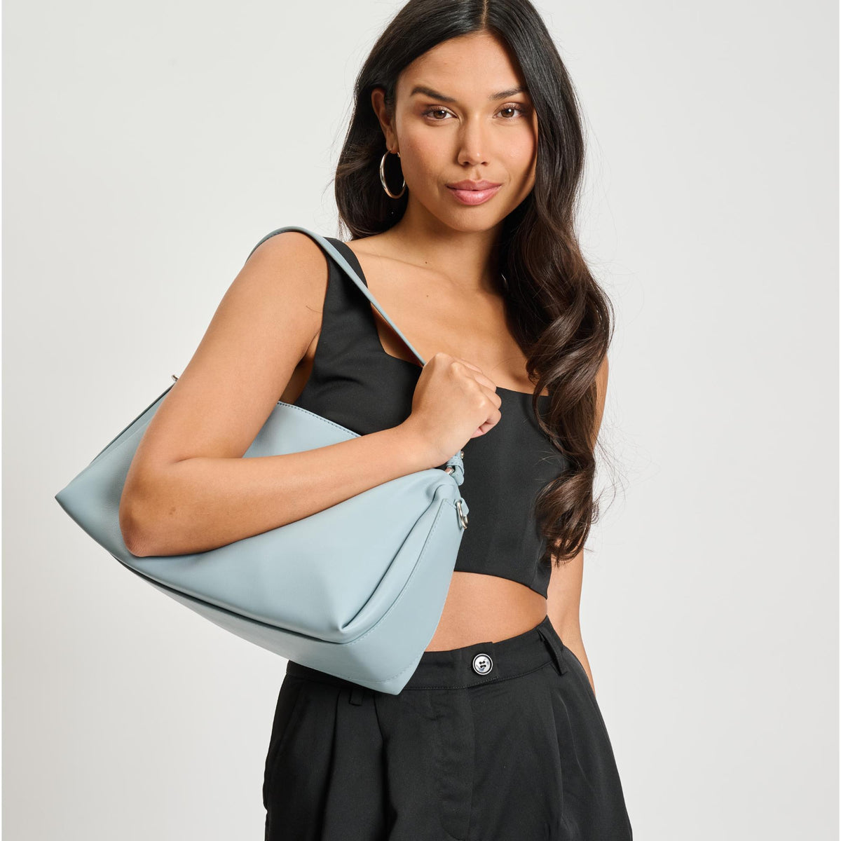 Woman wearing Sky Blue Sol and Selene Trendora Crossbody 842017134626 View 1 | Sky Blue