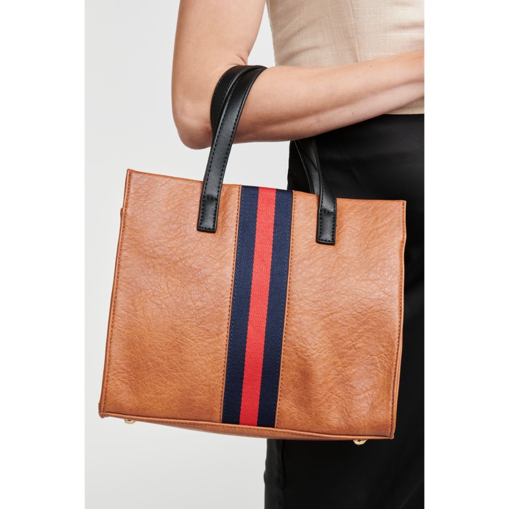 Woman wearing Tan Moda Luxe Jasmine Tote 842017126980 View 1 | Tan