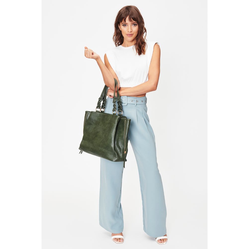 Woman wearing Hunter Green Moda Luxe Clementine Tote 842017128083 View 3 | Hunter Green