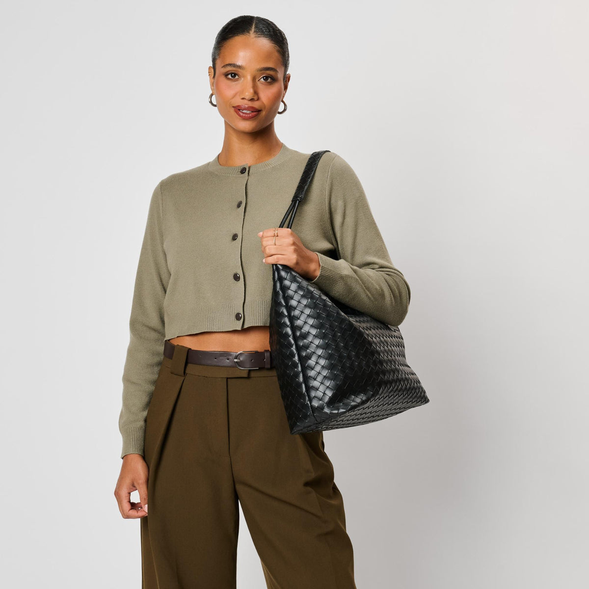 Woman wearing Black Moda Luxe Ezia Hobo 842017142720 View 2 | Black