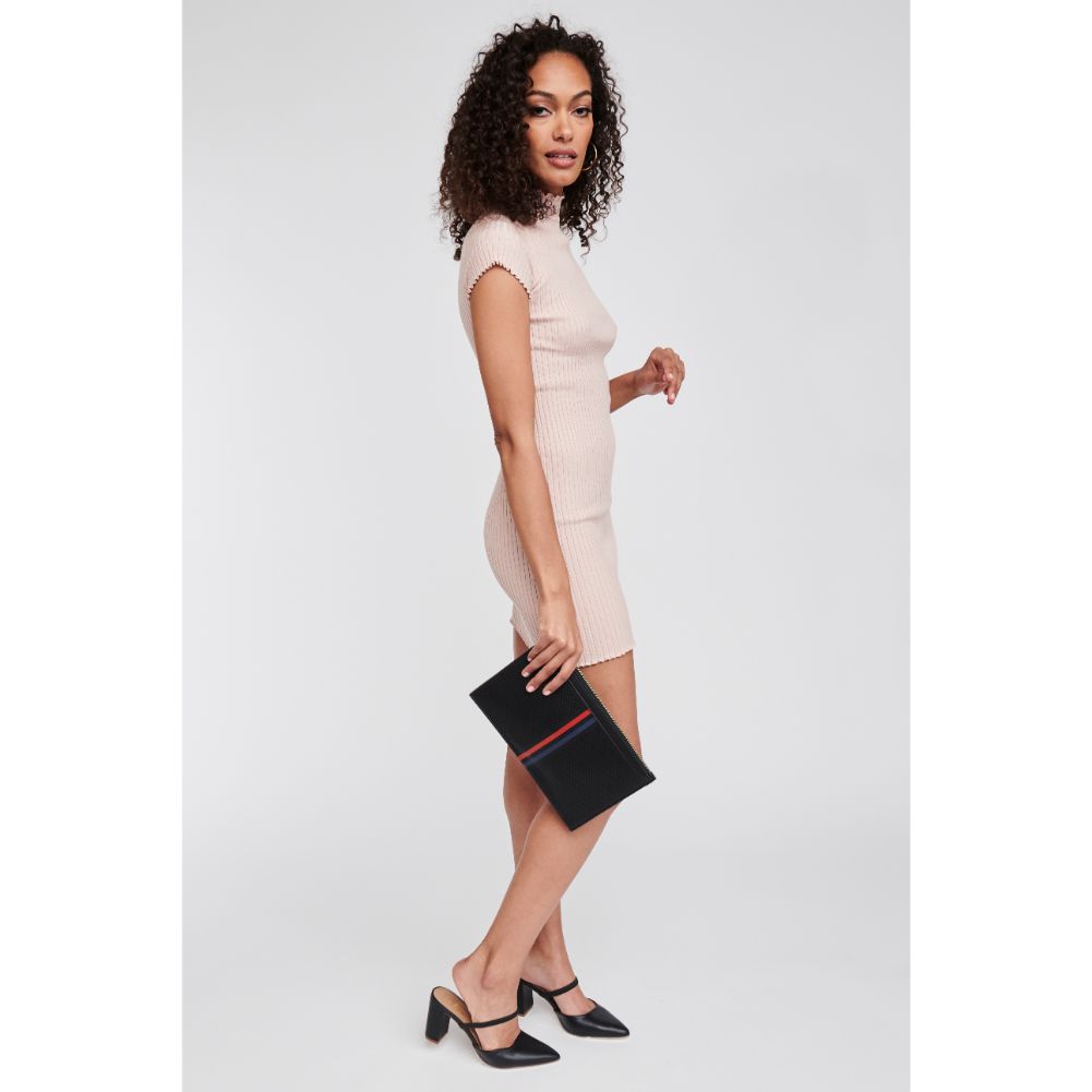 Woman wearing Black Sol and Selene Frenchie Clutch 842017120230 View 2 | Black
