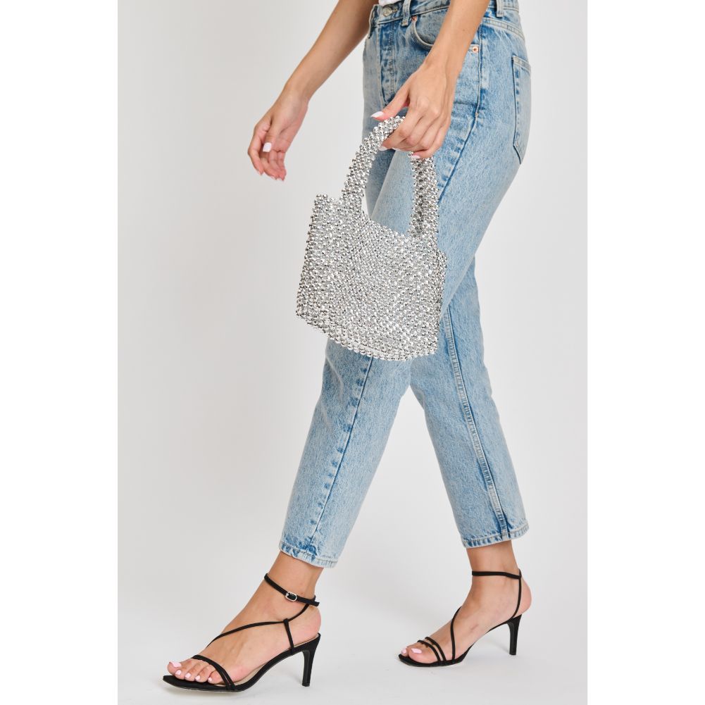 Woman wearing Silver Sol and Selene Donna Evening Bag 842017133094 View 2 | Silver