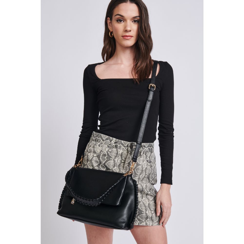 Woman wearing Black Moda Luxe Gracie Messenger 842017129769 View 1 | Black