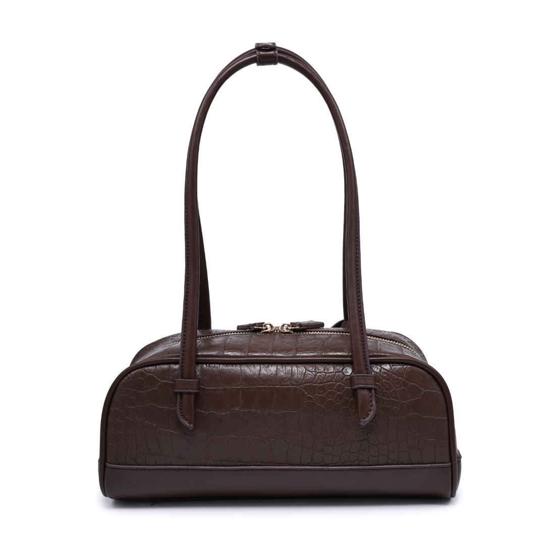 Woman wearing Chocolate Moda Luxe Paloma - Croco Shoulder Bag 842017140405 View 7 | Chocolate