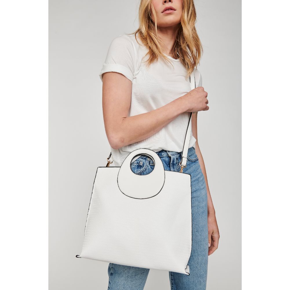 Woman wearing White Moda Luxe Sienna Tote 842017124696 View 1 | White