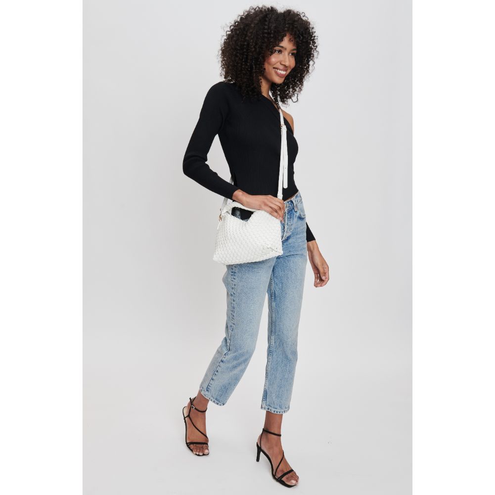 Woman wearing White Sol and Selene Jessamine Crossbody 842017132196 View 3 | White