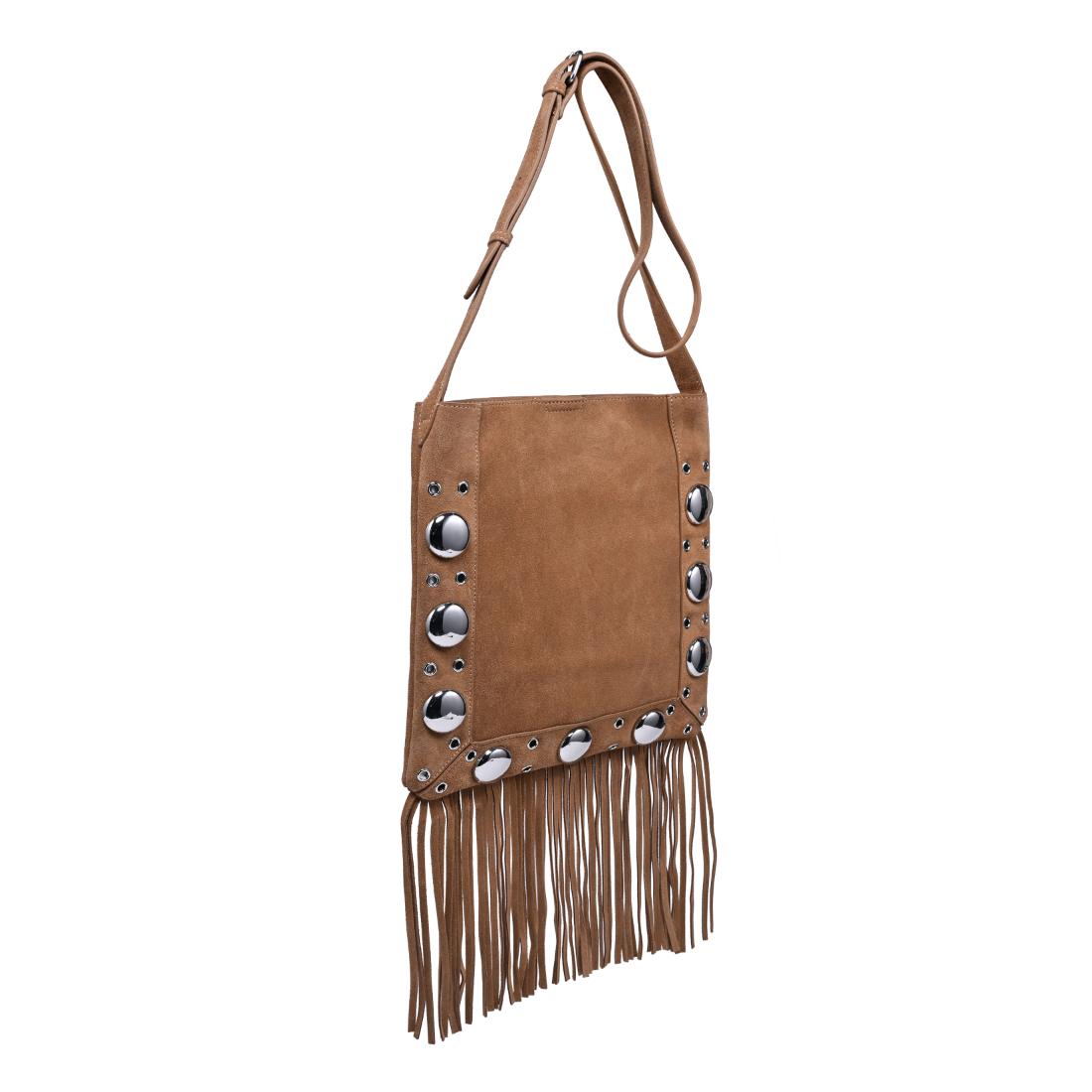 Woman wearing Cognac Moda Luxe Courtney Crossbody 842017140559 View 6 | Cognac