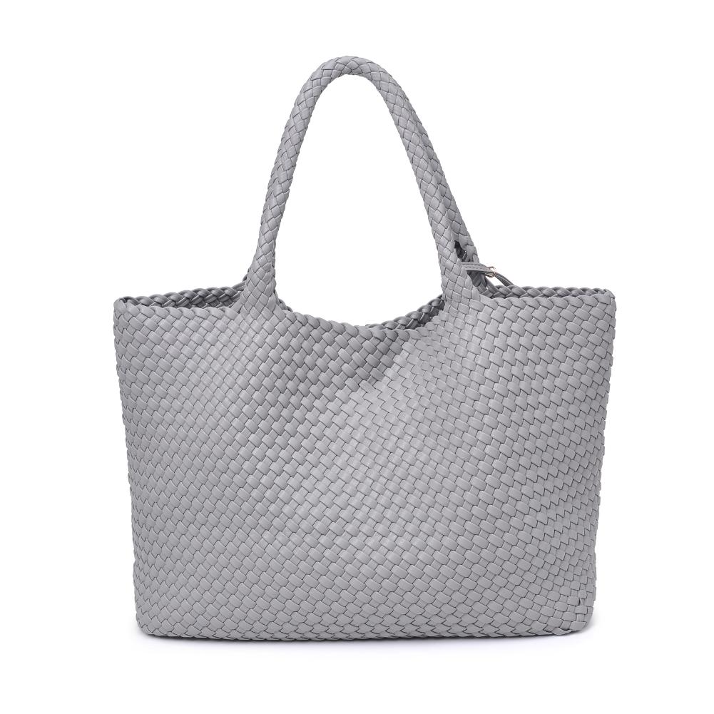 Woman wearing Grey Moda Luxe Solana Tote 842017135753 View 7 | Grey
