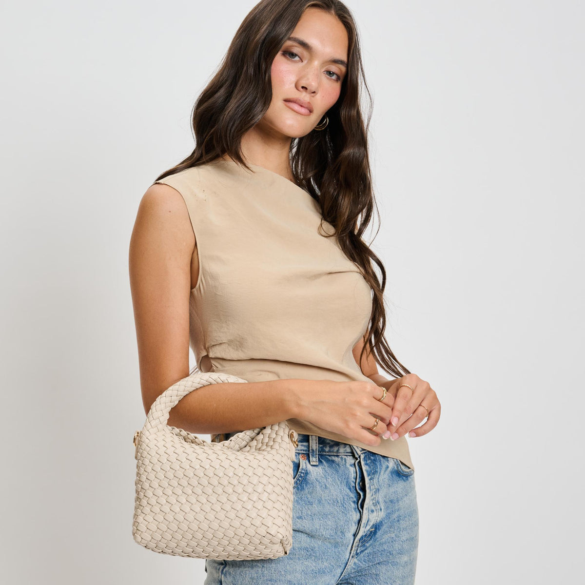 Woman wearing Ivory Moda Luxe Jessamine Crossbody 842017135715 View 1 | Ivory