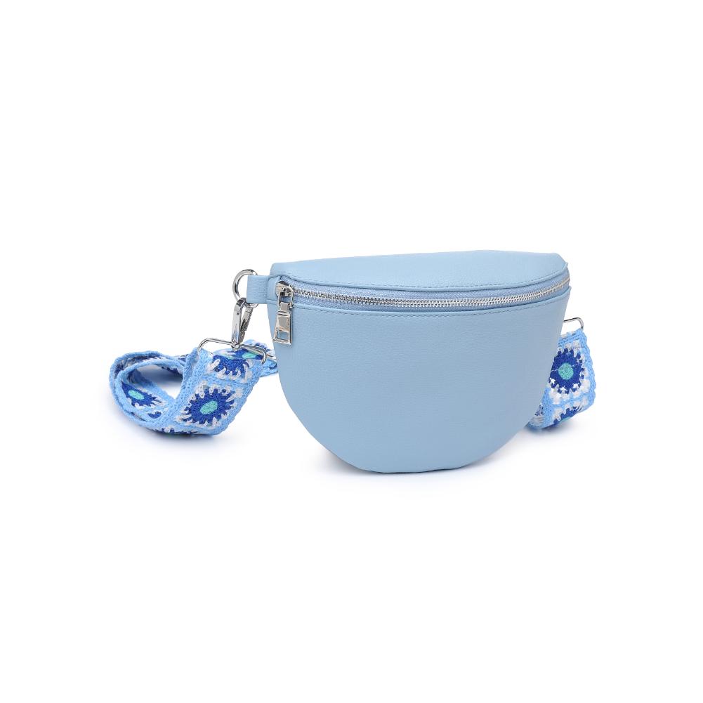 Woman wearing Blue Moda Luxe Stylette Belt Bag 842017134794 View 6 | Blue
